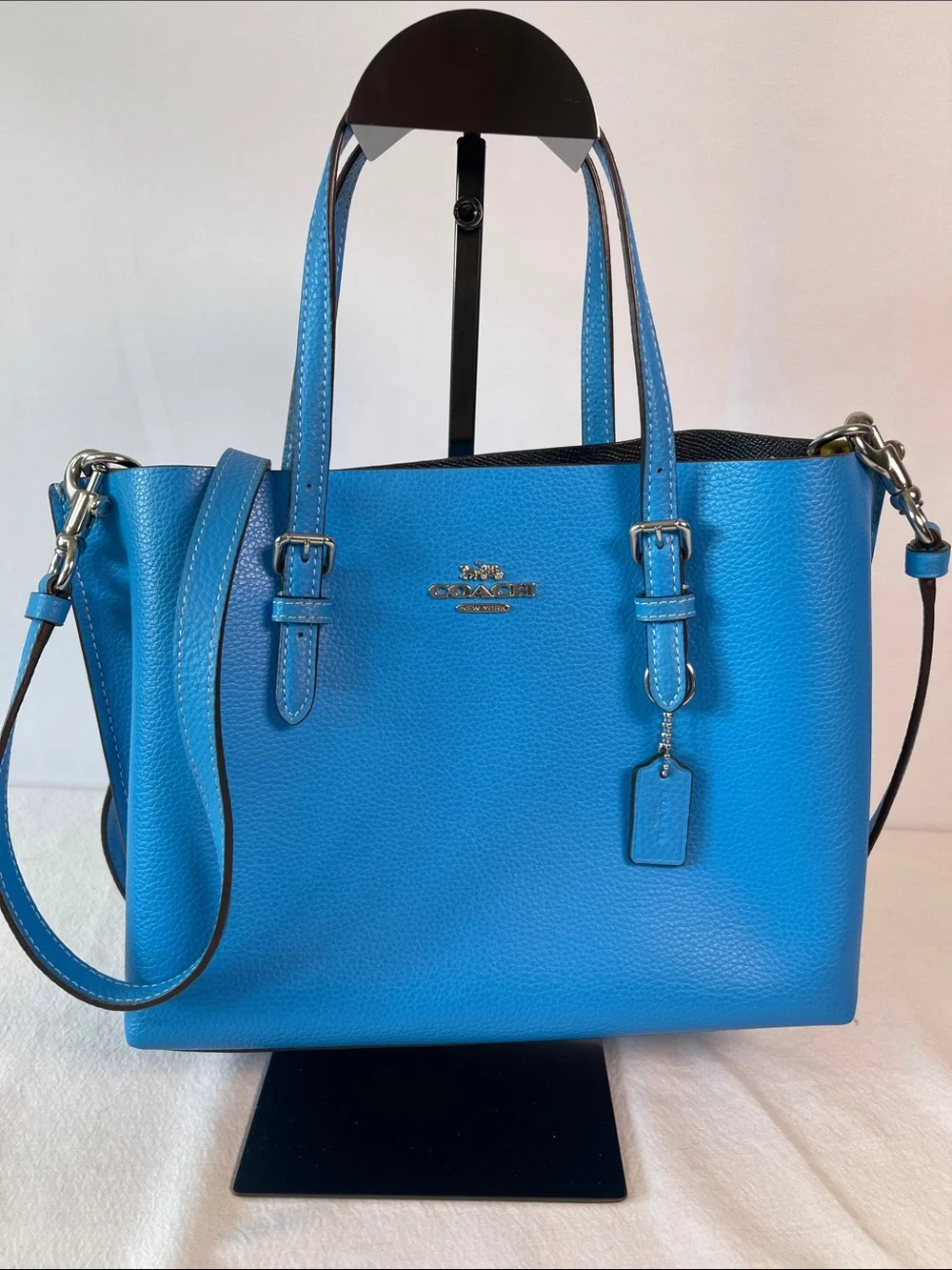 COACH F2378-C4084 Mollie Tote 25 Sky Blue Leather Crossbody Authentic
